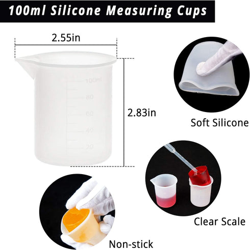 Gartful 100ml Silicone Measuring Cups for Resin Mixing, 6PCS Mixing Cups for Epoxy Resin, Jewelry Casting Molds, Acrylic Paint, Reusable Non-stick...