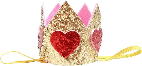 Kirei Sui Baby Girls Valentine's Day Hearts Red Glitter Crown Headband...