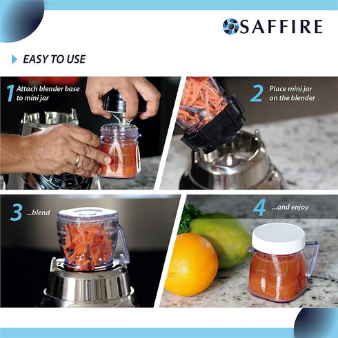Replacement Mini 1-cup Plastic Jar by Saffire, fits most Oster Blenders (2 Pieces)...