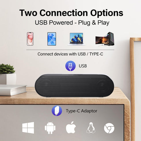 ZETIY Updated Computer Speaker, USB Powered Speaker for Desktop,Windows PC,Mac. Portable Mini Sound bar-Plug and Play with Volume Control and Mute...
