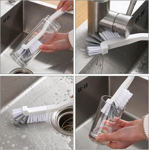 3 Pack Kitchen Cleaning Brush Set, Long Handle Pan Scrubber&Bottle Cup Brush&Groove Gap Brush, Multipurpose Brushes for Stove Sink Dish Bathroom F...
