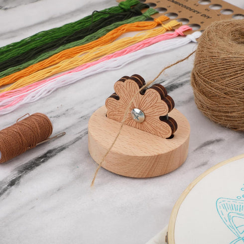 Daisy Thread Cutter, Tabletop Blade Saver Yarn Cutter with Anti-Slip Stand Wooden Rotary Thread Cutting Tool Sewing Seam Supplies Quilting Notions...