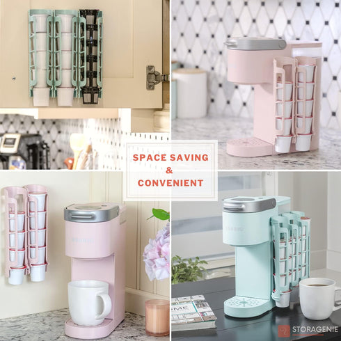 STORAGENIE Coffee Pod Holder for Keurig K-cup, Side Mount K Cup Storage, Perfect for Small Counters(Pink)...