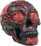 Ebros Day of The Dead Spider Web Floral Red Rose Skull Figurine DOD Floral Black Sugar Skull Statue 5" L...