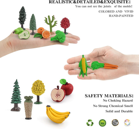 Toy Trees Toys Plastic Play Trees Vegetables and Fruits Toys for Toddlers School Projects Toys for Kids Learning Toys Realistic Food Figurines...