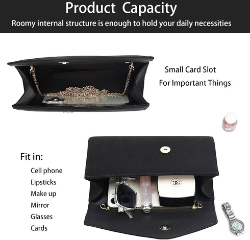 Clutch Purse Evening Bag for Women, Envelope Handbag With Detachable Chain for Wedding Party Bridal Purse...