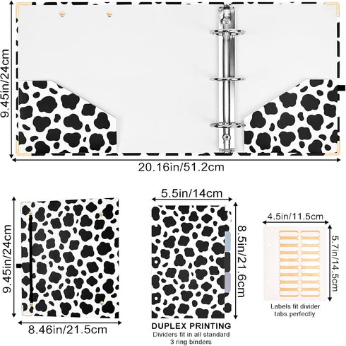 2 Inch Mini 3 Ring Binder for 5.5" x 8.5" Paper with 5-Tab Dividers EYROZILL Cute Mini Binder for School/Office Supplies and Home, Cow Print...