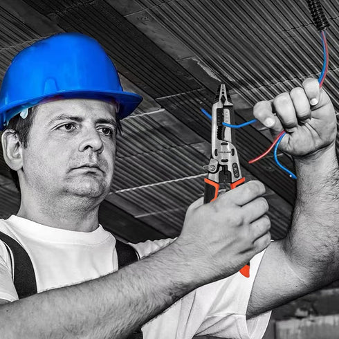 TOOLEAGUE 9-in-1 Wire Stripper Tool, Cable Cutters, C-RV Multifunctional Needle Nose Pliers for Electric Cable Stripping Cutting and Crimping...