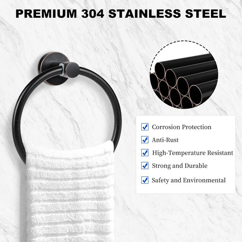 Cilee Oil Rubbed Bronze Towel Ring for Bathroom?Bath Towel Ring, Bathroom Hardware Accessories?Hand Towel Holder SUS304 Stainless Steel Bathroom T...