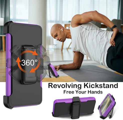 for Samsung Galaxy S24 Plus Case with Belt Clip Holster & Kickstand,Built-in Screen Protector,Heavy Duty Shockproof Drop Protection Military Grade...