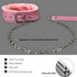 Gothic Leather Choker Collar, PU leather Fur Lined Collars Necklace with Long and Durable Detachable Leash Chain Pet Collars, Pink...