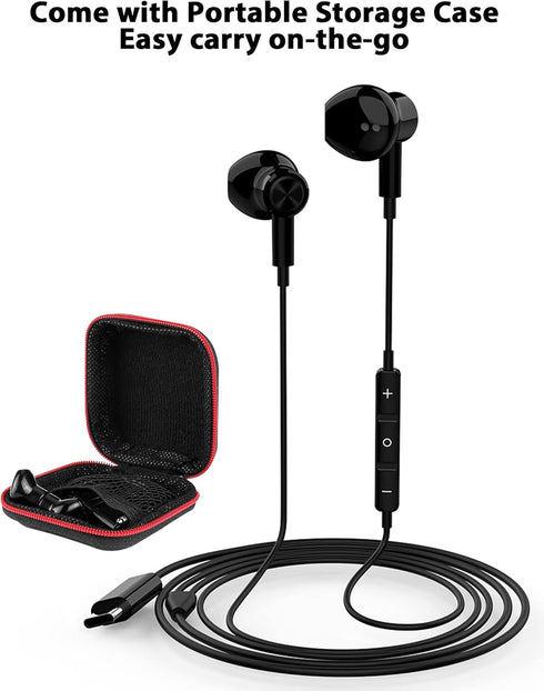 USB C Headphones for iPhone 15 Plus/Pro Max,Samsung S22 S23 S24 Ultra S21 FE A53 Note 10 Plus,Magnetic Stereo Type C Earphones Semi in-Ear Wired E...