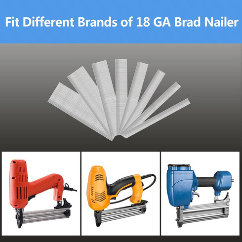 18 Gauge Brad Nails 8 Sizes (2",1-3/4",1-1/2",1-1/4",1",3/4",5/8",2/5") Galvanized 18 GA Nail Gun Nails Assorted and Small Finishing Nails for Pne...