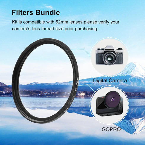 PULUZ 52mm UV + CPL Lens Filter Adapter Ring for GoPro HERO11 Black / Hero11 Black Mini / HERO10 Black / HERO9 Black Camera Lens Adapter Ring Came...