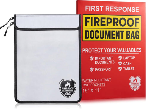 Mart Cobra Fireproof Document Bag with Zipper Fire and Waterproof Document Storage Fireproof Money Bag for Cash Fire Proof Bag for Documents Safe ...
