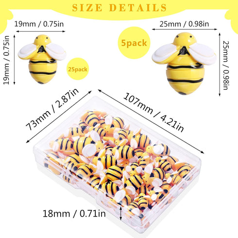 MIKIMIQI 30 Pcs Tiny Resin Bees Decor Bumble Bee Embellishment Resin Bees Craft Decorations with Storage Box for DIY Craft Wreath Scrapbooking Par...
