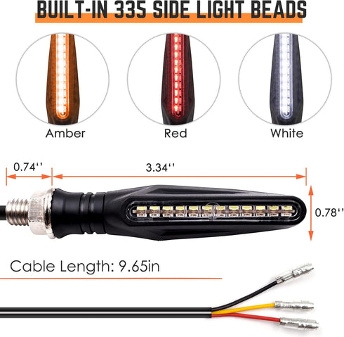 Acelane Motorcycle Indicator Lights Flowing LED Turn Signal Lights Blinkers Brake Light Daytime Running Light Rear Front 12V for Motorbike Scooter...