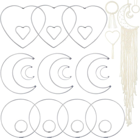 20 Pieces Metal Dream Catcher Rings Circle Heart Moon Shaped Catcher Rings Macrame Hoop Rings for DIY Crafts Wedding Wreath Wall Hanging Decor...
