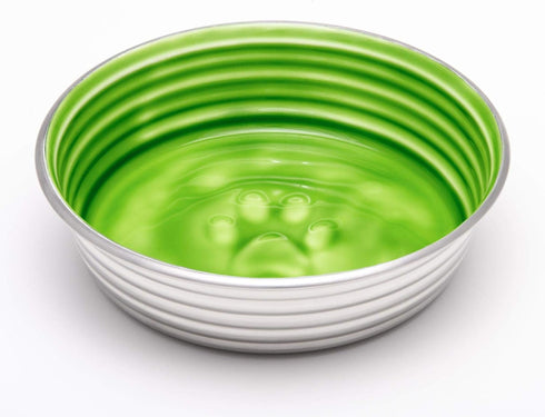 Loving Pets - Le Bol Dog Food Water Bowl Enamel Ceramic Bowl No Tip Stainless Steel Pet Bowl No Skid Spill Proof (Large, Chartreuse)...