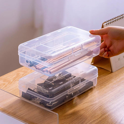 Plastic Translucent Pencil Box,Pencil Cases with Snap-Tight Lid for Pens, Pencils, School Supplies,Office Supplies, 1 Pack...