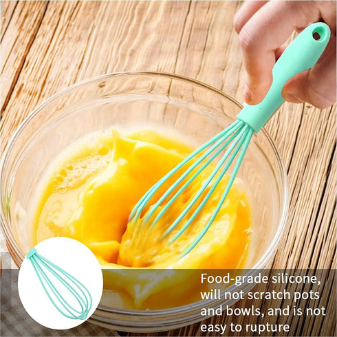 NCAM 5 Pcs Silicone Whisk for Cooking - Mini Whisk Stainless Steel Dough Whisk, Non Stick Hand Tiny Balloon Wire Whisk, Milk egg Frother for Blend...