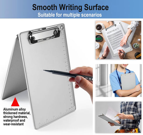 Metal Clipboard, Thicken Aluminum Clip Boards 12.5x9 with Low Profile Clip, Portable Hanging Clipboard, Standard Letter Size A4 for Jobsite, Labor...