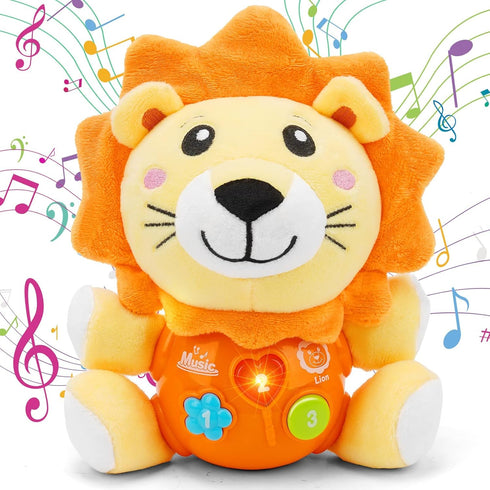 Baby Toys 6 to 12 Months - Infant Baby Musical Toy for 1 Year Old Boys & Girls - Cute Lion Plush Toys Newborn Toy 0 3 6 9 12 Month Best Gift...