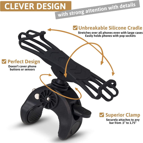 Universal Cell Phone Holder Mount - Compatible with All Smartphones, Fits iPhone, Samsung Galaxy, Pixel, and More - Black......
