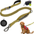 Urban Upstyle Double Handle Heavy Duty Dog Leash with Bungee Cord Stretch Seat Belt Latch and Poop Bag Dispenser (Army Green)...