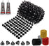 1 Yard Spike for Crafts Stude for Clothing, Black Spike stud with Glue, Cone Flatback Plastic Trim Mesh for Holloween Party Decoration Costume DIY...