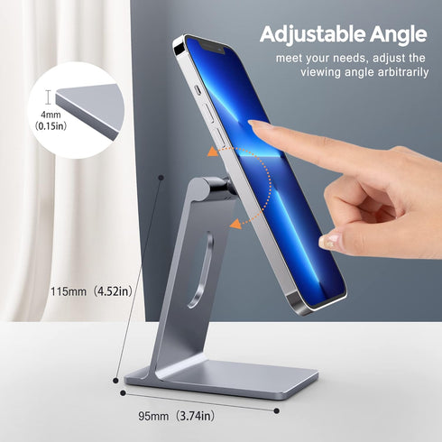 Magnetic Phone Stand Holder for Desk, Adjustable Aluminum MagSafe Cell Phone Stand Cradle Compatible with iPhone 15 14 13 12 Pro Max Plus Mini Mag...