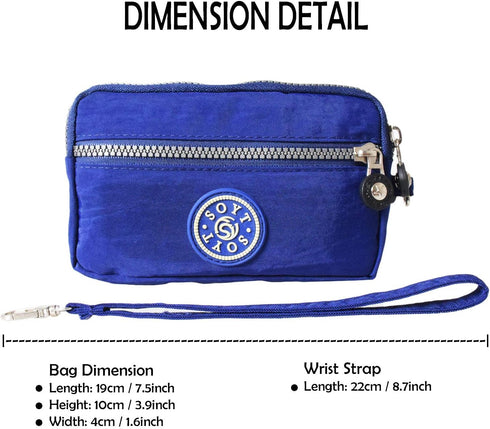 Women's Nylon Smartphone Wristlets Bag Three Zipper Long Clutch Wallets Purses for Cellphone/Card/Cash/Coin/Bills...