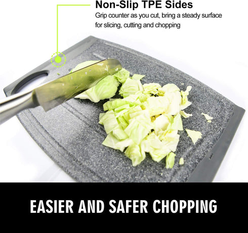 Large Cutting Board with Juice Grooves, 12.99" Thick Cutting Board for Vegetable and Meat, Non Slip Chopping Board for Kitchen with Easy Grip Hand...