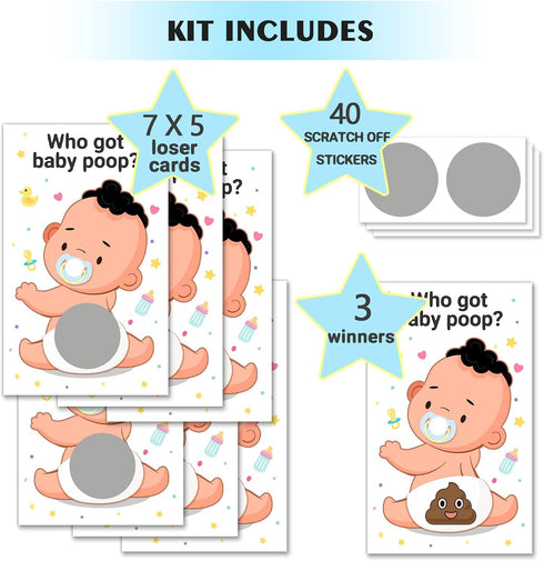 Baby Shower Games 38 Raffle Cards, Decorations, Dirty Diaper Scratch Off Game, Baby Shower Activity and Idea, Fun and Easy to Play...