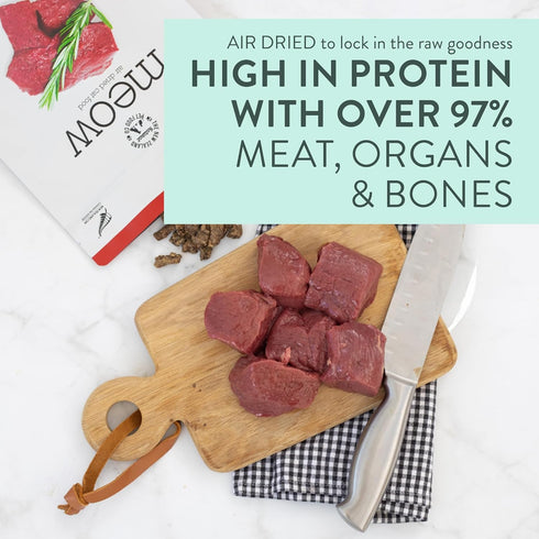 Meow Air Dried Cat Food - Venison Recipe, High Protein Dry Cat Food, Use as a Complete Diet, Topper, Mixer, or as Cat Training Treats, All Life St...