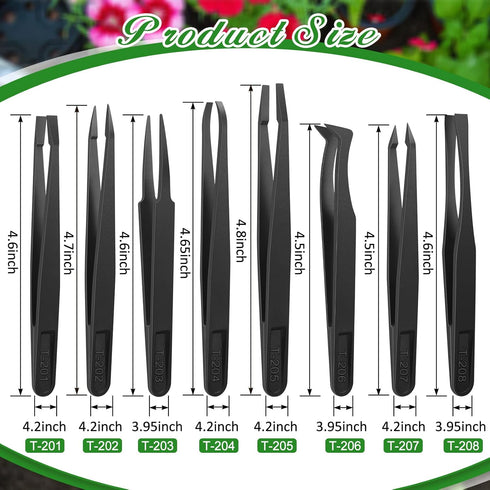 8 Pieces Carnivorous Plant Venus Fly Trap Feeding Tweezers Food Tongs 8 Styles Black Feeding Tongs Carbon Fiber Food Tweezers for Flytraps Pitcher...