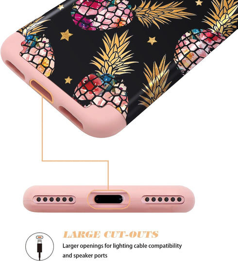 Fingic for iPhone 8/iPhone 7 Case,Pineapple Phone Case iPhone 7,Slim Fit Colorful Pineapple&Shinny Star Design Phone Cover Hard PC Cover&Soft Sili...