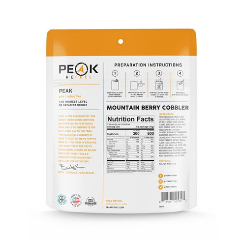 Peak Refuel Mountain Berry Cobbler | Real Ingredients | Ready in Minutes | Just Add Water | Premium Freeze Dried Backpacking & Camping Food | 2 Se...