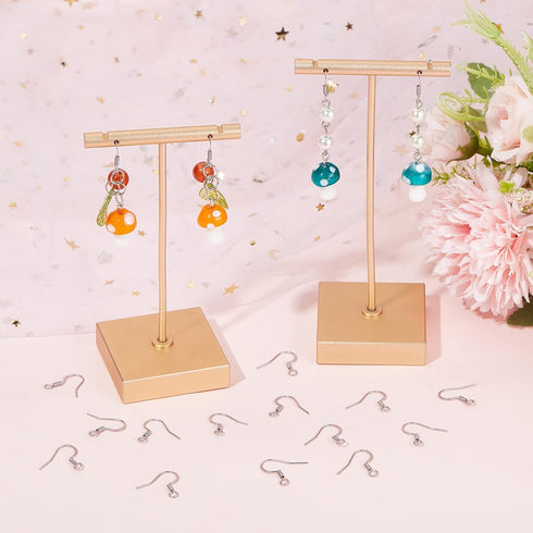 SUNNYCLUE 1 Box 100Pcs French Earring Hooks 304 Stainless Steel Earwire Ear Wires Silver Earring Wires Fishhook Earring Hook for jewellery Making ...