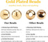 PH PandaHall 300pcs 4mm 14K Gold Plated Beads Mini Round Jewelry Beads Waist Loose Bead Smooth Metal Brass Bead for Friendship Bracelet Bikini Bel...