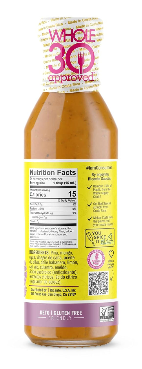 Ricante Tropical Pineapple Habanero Infused Everything Sauce, Keto and Gluten Friendly, Whole 30 Approved, 12-Ounce Bottle...