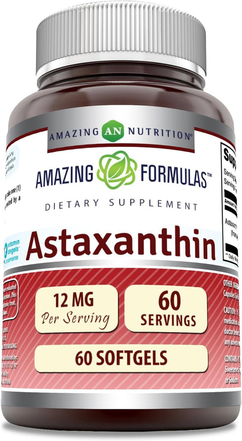 Amazing Formulas Astaxanthin 12 Mg Supplement | 60 Softgels | Non-GMO | Gluten Free | Made in USA...