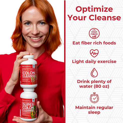 Health Plus Super Colon Cleanse 10 Day Gentle Gut Cleanse Detox, Psyllium Husk, Probiotics for Constipation Relief & Digestive Support, 120 Capsul...