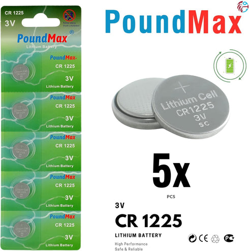 CR 1225 Batteries 3v Lithium Button Cell Battery Combo Pack - 5 Count...