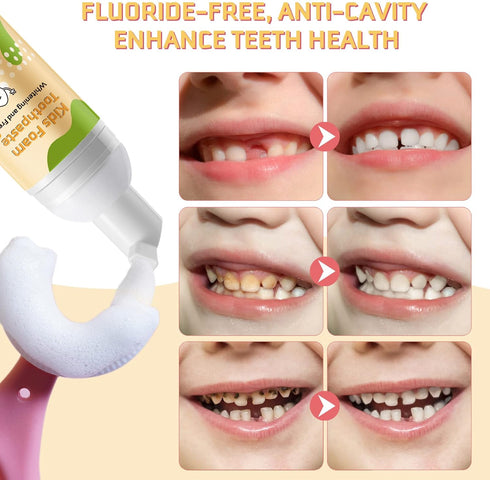 Foam Toothpaste Kids, Toddler Toothpaste with Low Fluoride, Foaming Toothpaste Kids and Mouthwash for Dental Care for Children 3+...
