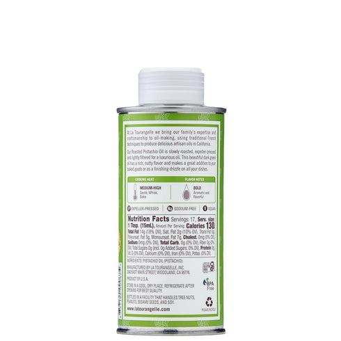 La Tourangelle, Roasted Pistachio Expeller-Pressed Oil for Cooking, Baking, and Beauty, Adds Flavor to Vinaigrettes, Sauces, Marinades, Green, 8.4...