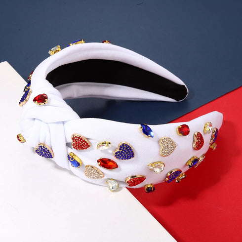 MOLOCH American Flag Headband 4th of July Headband Red White Blue USA Stars Knotted Headband for Women Rhinestone Crystal Patriotic Hairband Party...