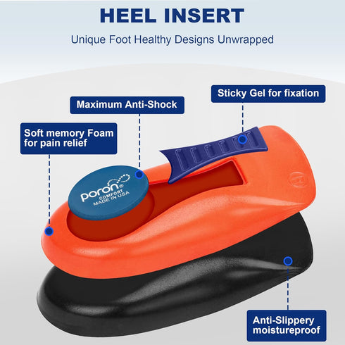 Heel Cups for Heel Pain, Plantar Fasciitis Relief, Heel Inserts for Heel Spurs, Arch Support Shoe Inserts for Women, Achilles Tendonitis Relief Sh...