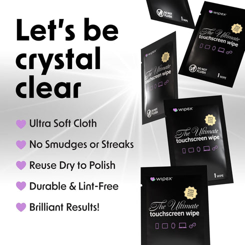 Wipex Car Screen Wipes for Electronics - 24 Individual Car Screen Cleaner Wipes - Plant-Based Touchscreen Cleaner Cloth for Dashboard Panels, Mobi...