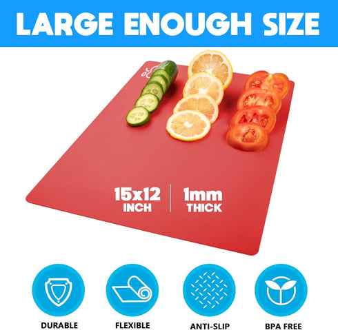Goodluck 4 Pieces Flexible Cutting Boards, BPA Free Plastic Cutting Boards for Kitchen, Non Slip Cutting Mat for Meat and Vegetables...